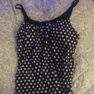 Black polka dot tankini